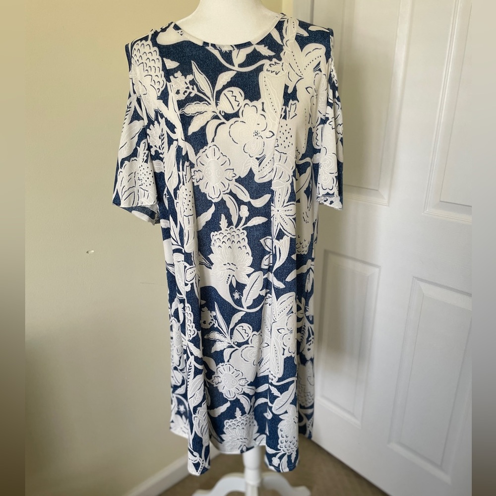 Blue and white dress